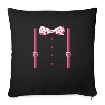 Bretelles de Saint-Valentin et nœud papillon - Housse de coussin décorative 45 x 45 cm - noir - Devant