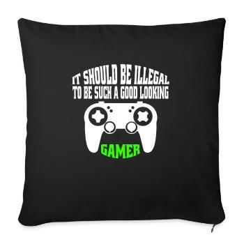 Joueur drôle disant pari jeu cadeau joueur - Housse de coussin décorative 45 x 45 cm - noir - Devant
