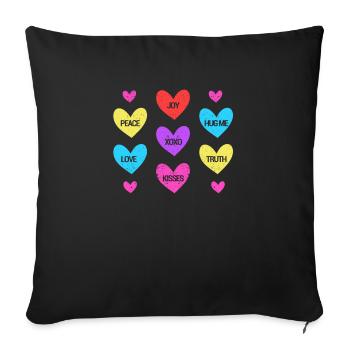 Valentine's Day Heart Candy Lovers Matching - Sofa pillowcase 17,3'' x 17,3'' (45 x 45 cm) - black - Front