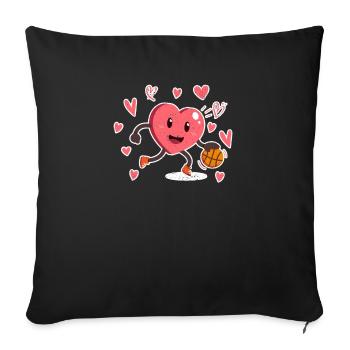 Valentinstag Herz Dunking Basketballspieler - Sofakissenbezug 45 x 45 cm - Schwarz - Vorne