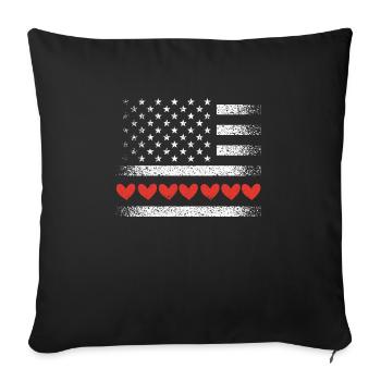 Valentine's Day American Flag Hearts USA Love - Sofa pillowcase 17,3'' x 17,3'' (45 x 45 cm) - black - Front