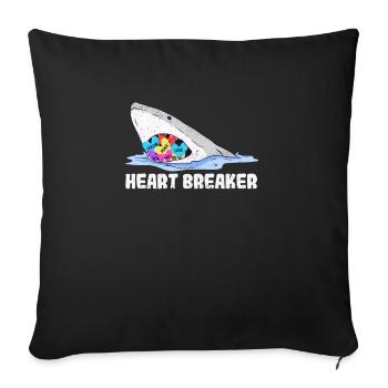 Saint-Valentin Requin Heartbreaker Drôle de cœurs Requins - Housse de coussin décorative 45 x 45 cm - noir - Devant
