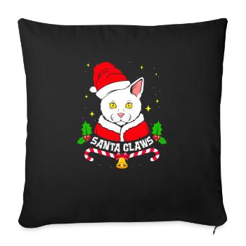Cat Santa Claws - Sofa pillowcase 17,3'' x 17,3'' (45 x 45 cm) - black - Front