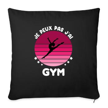 je peux pas j'ai gym vintage femme - Housse de coussin décorative 45 x 45 cm - noir - Devant