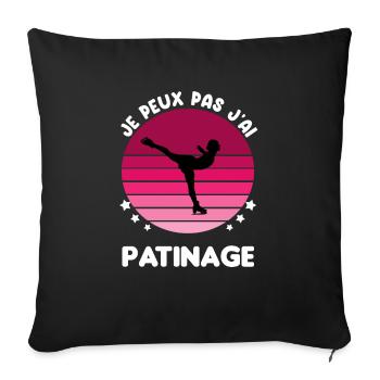 je peux pas j'ai patinage vintage femme - Housse de coussin décorative 45 x 45 cm - noir - Devant