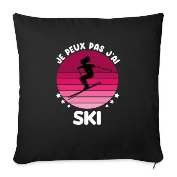 je peux pas j'ai ski vintage femme - Housse de coussin décorative 45 x 45 cm - noir - Devant