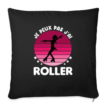 je peux pas j'ai roller vintage femme - Housse de coussin décorative 45 x 45 cm - noir - Devant