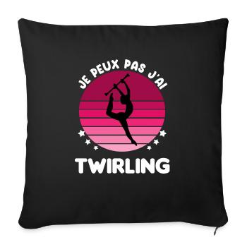 je peux pas j'ai twirling vintage femme - Housse de coussin décorative 45 x 45 cm - noir - Devant