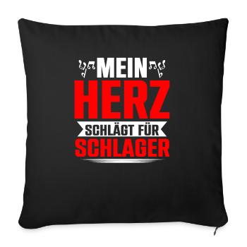 Mein Herz Schlägt Für Schlager Volksmusik Gaudi - Sofakissenbezug 45 x 45 cm - Schwarz - Vorne