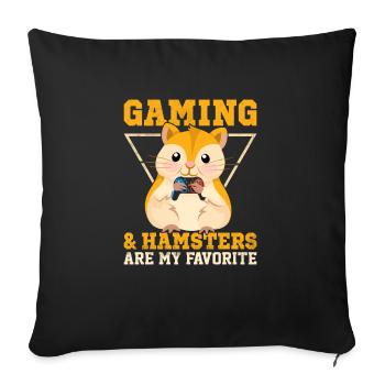 Gaming and hamster - Sofa pillowcase 17,3'' x 17,3'' (45 x 45 cm) - black - Front