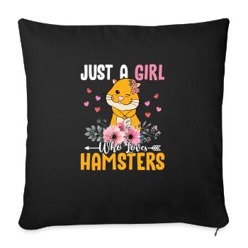 just girls who loves hamster - Housse de coussin décorative 45 x 45 cm - noir - Devant