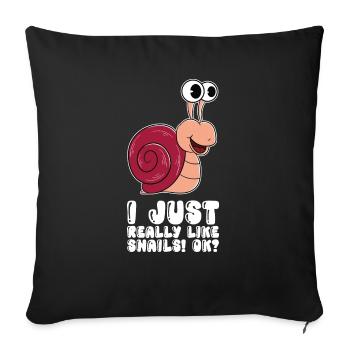I just like snails very much - Sofa pillowcase 17,3'' x 17,3'' (45 x 45 cm) - black - Front