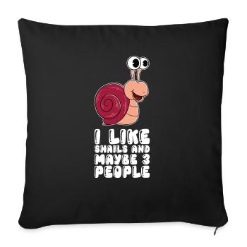 I like snails and 3 people - Sofa pillowcase 17,3'' x 17,3'' (45 x 45 cm) - black - Front