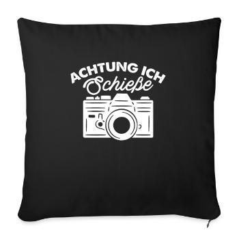 Achtung Ich Schieße Fotograf Shirt - Sofakissenbezug 45 x 45 cm - Schwarz - Vorne