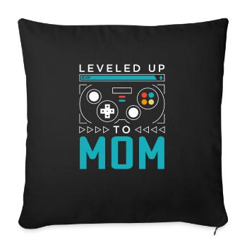 Leveled Up to Mom Gamer Mommy Gaming Mama Family M - Sofa pillowcase 17,3'' x 17,3'' (45 x 45 cm) - black - Front