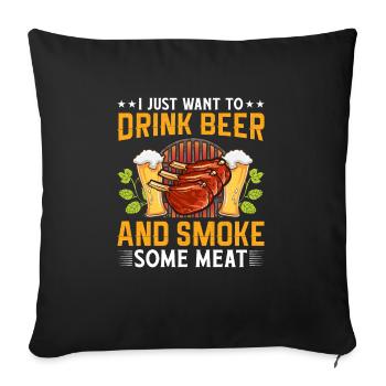 Bière grillade - Housse de coussin décorative 45 x 45 cm - noir - Devant