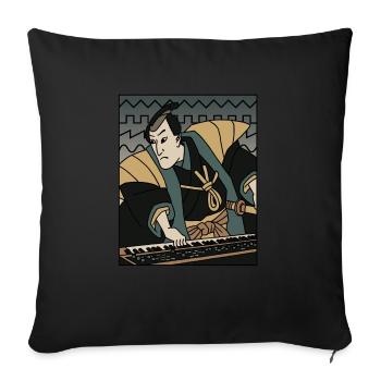 Synthé Techno Musique Funny Samurai Synthétiseur - Housse de coussin décorative 45 x 45 cm - noir - Devant