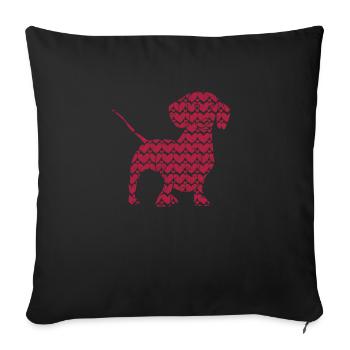 Heart Dog Lovers Dachshund Puppy Saint-Valentin - Housse de coussin décorative 45 x 45 cm - noir - Devant