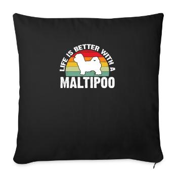 Maltipoo Family Dog Gift - Sofa pillowcase 17,3'' x 17,3'' (45 x 45 cm) - black - Front
