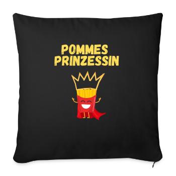 Pommes Prinzessin Fritten Kartoffel - Sofakissenbezug 45 x 45 cm - Schwarz - Vorne