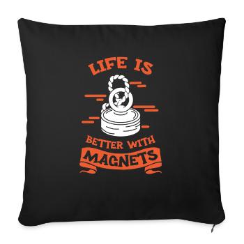 Magnetfischer Magnetangeln Schatzsuche - Sofakissenbezug 45 x 45 cm - Schwarz - Vorne
