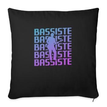 Retro Bassist Bass Guitar - Sofa pillowcase 17,3'' x 17,3'' (45 x 45 cm) - black - Front