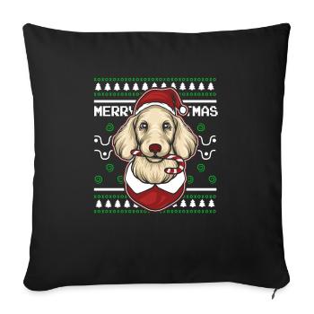 Pull de Noël moche Tshirt Chien de Noël - Housse de coussin décorative 45 x 45 cm - noir - Devant