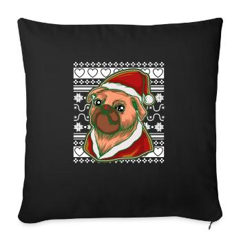 Ugly Christmas Sweater Tshirt Weihnachten Mops - Sofakissenbezug 45 x 45 cm - Schwarz - Vorne