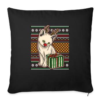 Moche pull de Noël Tshirt chat de Noël - Housse de coussin décorative 45 x 45 cm - noir - Devant