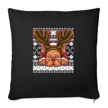 Ugly Christmas Sweater Tshirt Weihnachten Mops - Sofakissenbezug 45 x 45 cm - Schwarz - Vorne