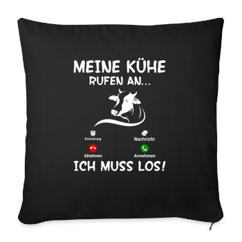 Meine Kühe rufen mich - Sofakissenbezug 45 x 45 cm - Schwarz - Vorne