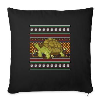Pull de Noël moche Tortue de Noël - Housse de coussin décorative 45 x 45 cm - noir - Devant