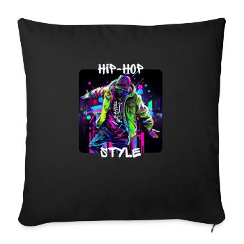 L’homme danse dans le graffiti look hip-hop style - Housse de coussin décorative 45 x 45 cm - noir - Devant