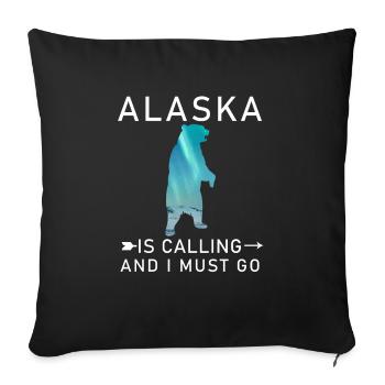 Alaska Gift USA Nature Bear Denali Grizzly Forest - Sofa pillowcase 17,3'' x 17,3'' (45 x 45 cm) - black - Front