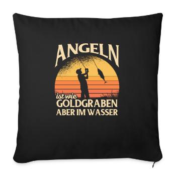 Angeln Fishing Fisher Angelrute Karpfen Rute Fisch - Sofakissenbezug 45 x 45 cm - Schwarz - Vorne