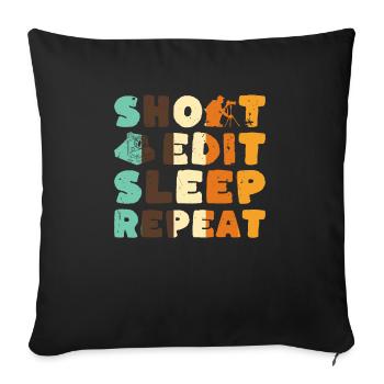 Shoot Edit Sleep Repeat Shirt - Housse de coussin décorative 45 x 45 cm - noir - Devant