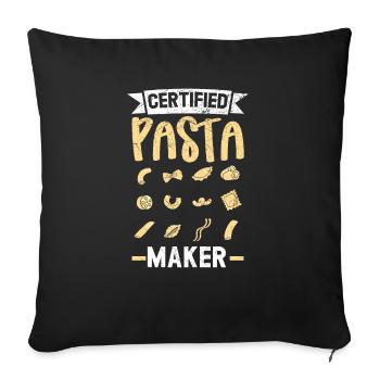 Fabricant de pâtes certifié Mangeur italien de spaghettis - Housse de coussin décorative 45 x 45 cm - noir - Devant