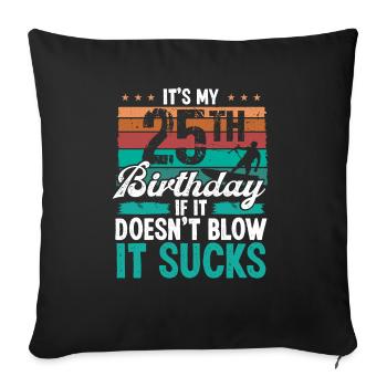 Kitesurfeur de 25 ans Humour - Housse de coussin décorative 45 x 45 cm - noir - Devant