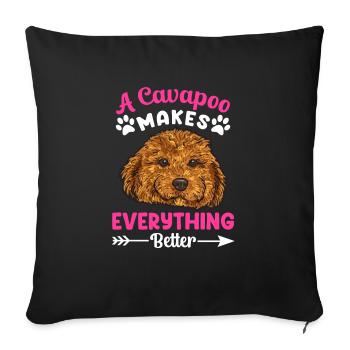 Cavapoo Cavoodle Capoodle Chien - Housse de coussin décorative 45 x 45 cm - noir - Devant