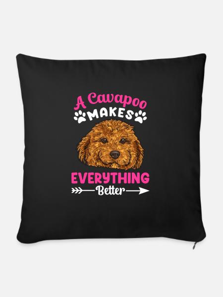 Cavapoo Cavoodle Capoodle Hund - Sofakissenbezug 45 x 45 cm - Schwarz