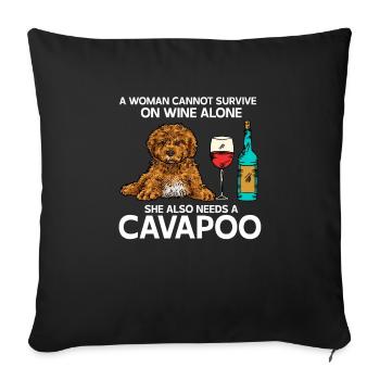 Cavapoo Cavoodle Capoodle Hund - Sofakissenbezug 45 x 45 cm - Schwarz - Vorne