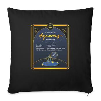Wassermann Tierkreis und Sternzeichen Astrologie - Sofakissenbezug 45 x 45 cm - Schwarz - Vorne