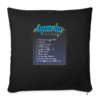 Wassermann Tierkreis und Sternzeichen Astrologie - Sofakissenbezug 45 x 45 cm - Schwarz - Vorne