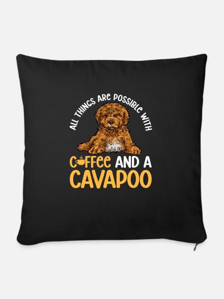 Cavapoo Cavoodle Capoodle Hund - Sofakissenbezug 45 x 45 cm - Schwarz
