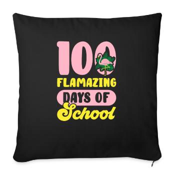 100 jours Flamazing de l’enseignant Flamingo - Housse de coussin décorative 45 x 45 cm - noir - Devant