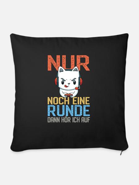 Lustiger Gaming Katze - Gamer Computerspiele - Sofakissenbezug 45 x 45 cm - Schwarz