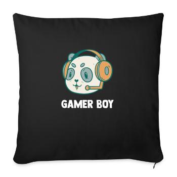 Zocken Jungen Pandabär - Computer Spiele - Sofakissenbezug 45 x 45 cm - Schwarz - Vorne