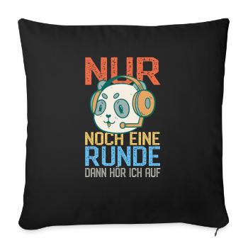 Lustiger Gaming Pandabär - Gamer Computerspiele - Sofakissenbezug 45 x 45 cm - Schwarz - Vorne