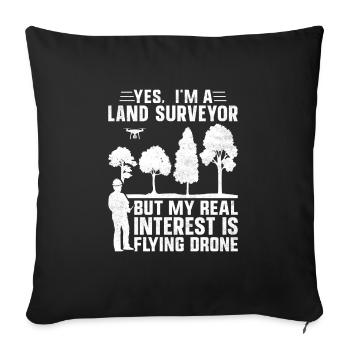 Surveyor Construction Surveyor Gesc - Sofa pillowcase 17,3'' x 17,3'' (45 x 45 cm) - black - Front