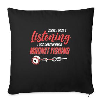 Magnetfischer Magnetangeln Schatzsuche - Sofakissenbezug 45 x 45 cm - Schwarz - Vorne